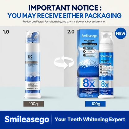 Niacinamide Foaming Whitening Toothpaste 8X - Fresh Breath Stain Removal Gentle Teeth Cleaning 100g