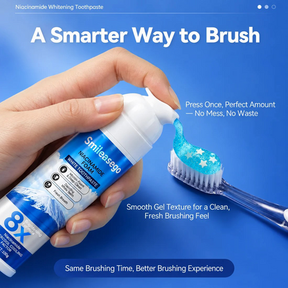 Niacinamide Foaming Whitening Toothpaste 8X - Fresh Breath Stain Removal Gentle Teeth Cleaning 100g