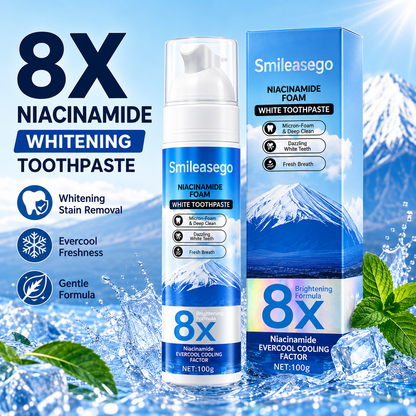 Niacinamide Foaming Whitening Toothpaste 8X - Fresh Breath Stain Removal Gentle Teeth Cleaning 100g